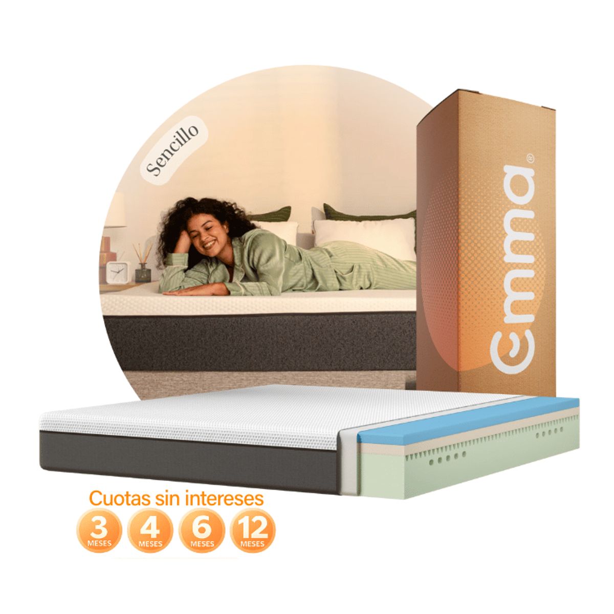 EMMA - Colchón Emma Original Sencillo con Memory Foam y Tecnología Alemana