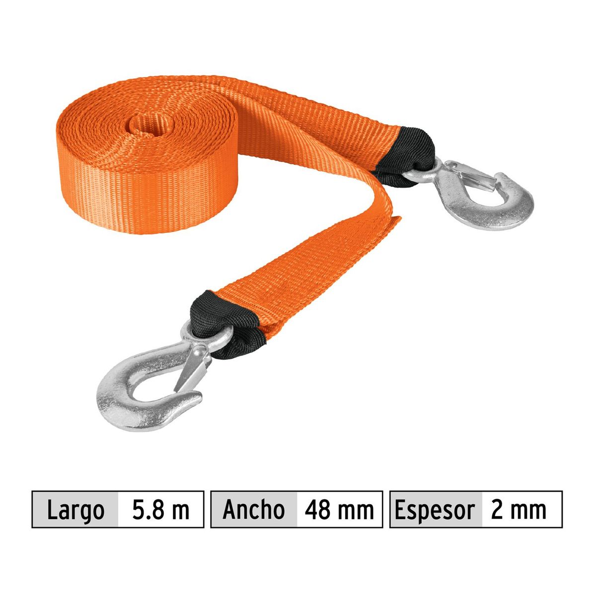 TRUPER - Correa eslinga para remolque con ganchos 2"x5.8m truper 4 toneladas