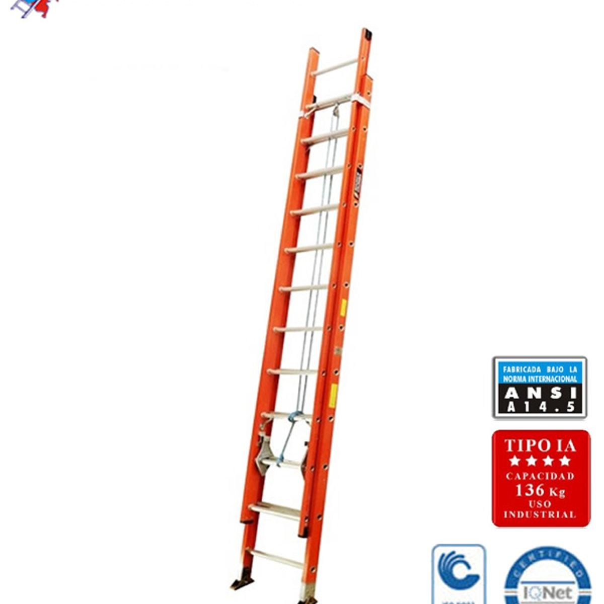 ESCALERAS DE COLOMBIA - Escalera Certificada Tipo Extensión En Fibra De Vidrio De 24 Pasos / 7.40 Mts 136kg