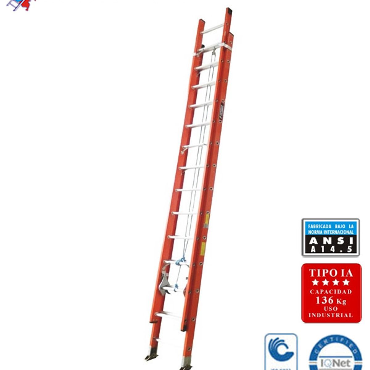 ESCALERAS DE COLOMBIA - Escalera Certificada Tipo Extensión En Fibra De Vidrio De 28 Pasos / 8.60 Mts 136kg