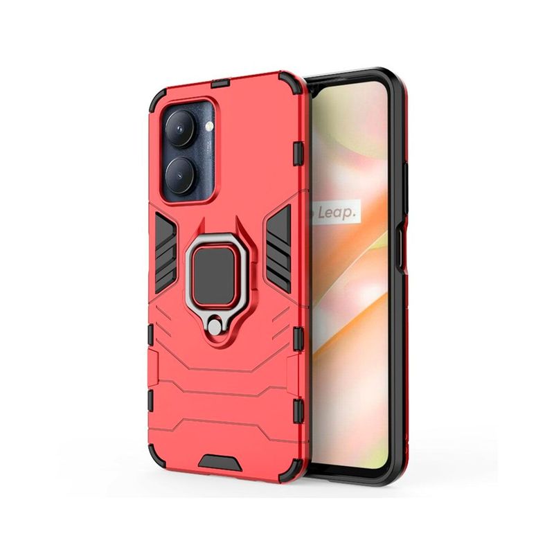 GENERICO - Funda Anti Golpes Anillo Compatible con Realme C33 Rojo
