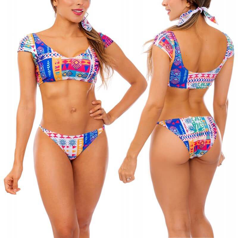 PRAIE - Vestido de Baño Bikini PRAIE 1031 Fucsia Geomix