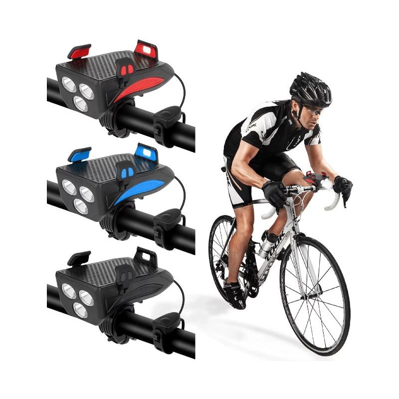 GENERICO - Holder Bicicleta Power Bank Linterna Bocina- Negro