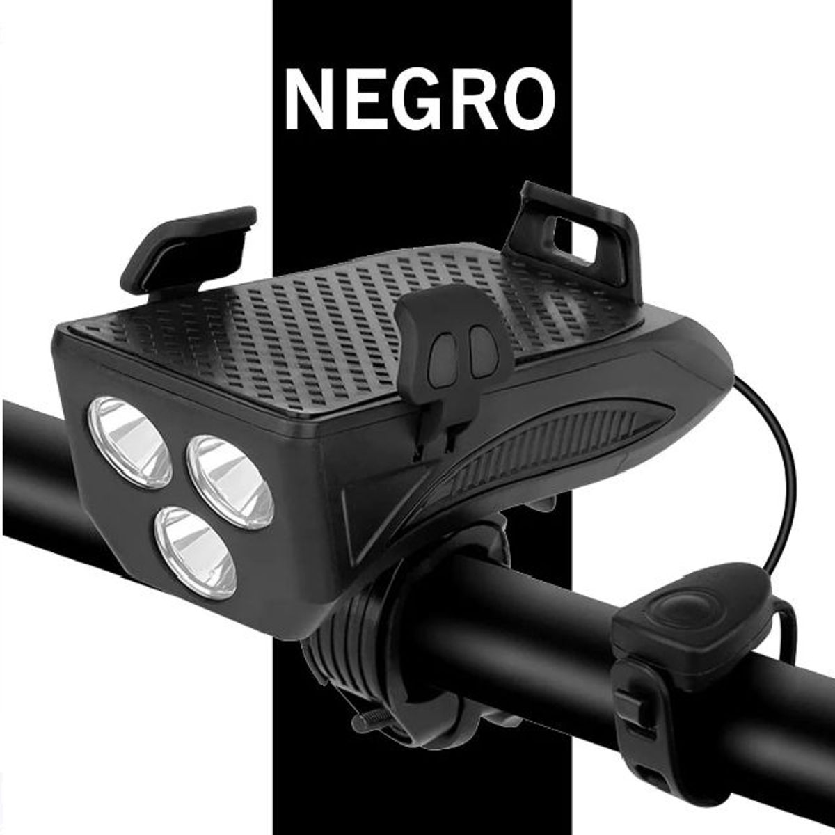 GENERICO - Holder Bicicleta Power Bank Linterna Bocina- Negro