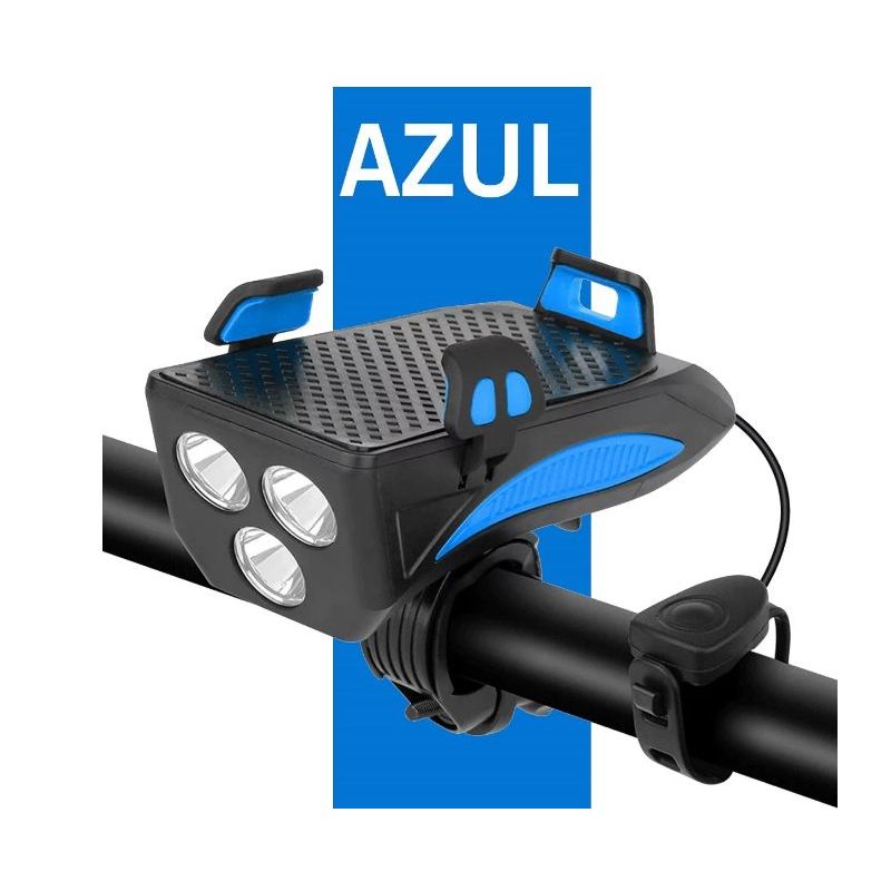 GENERICO - Holder Bicicleta Power Bank Linterna Bocina- Azul