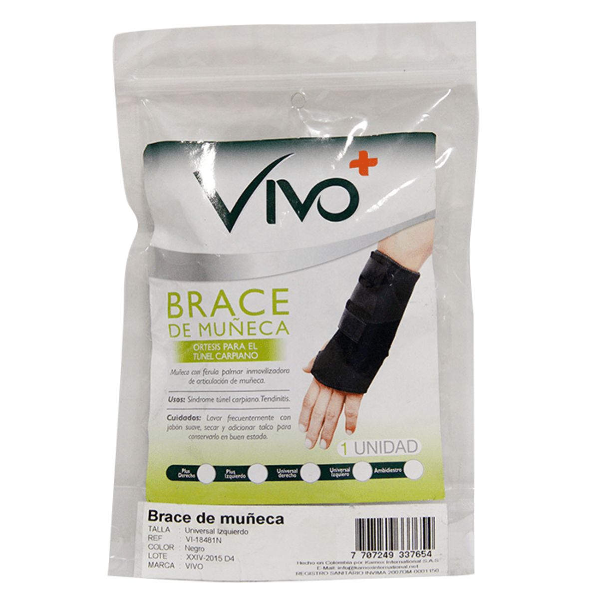 VIVO - Brace De Muñeca Plus Derecho Negro