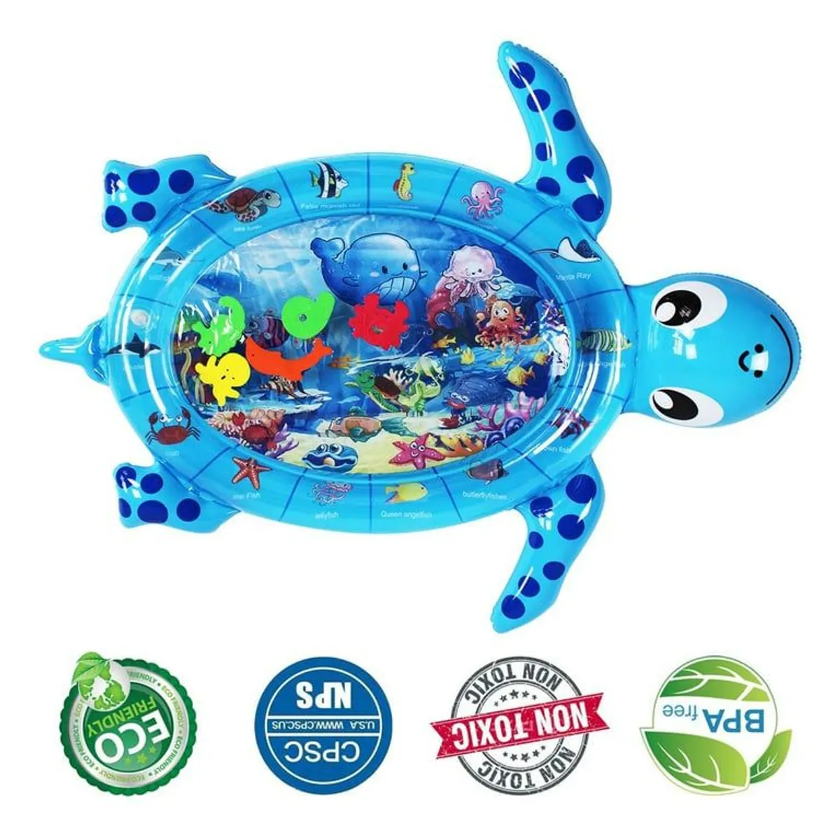 MUNDO BEBE - Tapete Inflable Agua Bebe Estimulación Tortuga Azul