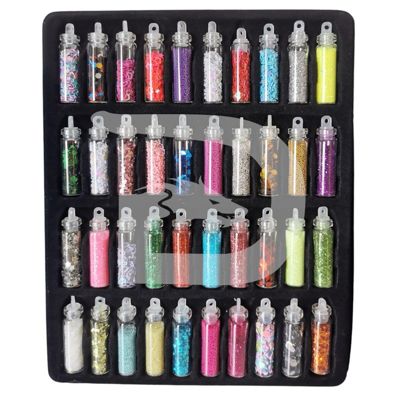 GENERICO - Glitter Decorativo Uñas Manicura 40 Mini Botellas escarcha