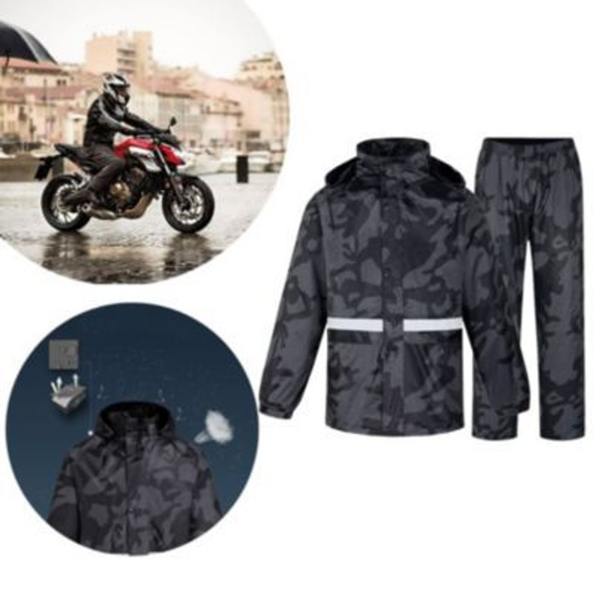 MULTIPLACE COLOMBIA - Impermeable para motociclista con reflectivo camuflado XXL-