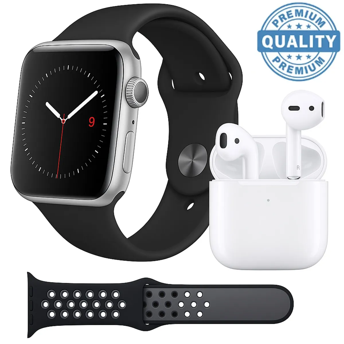 ONE PIXEL - Combo Smart Watch Negro T55 Especial + Auriculares + 2 Correa
