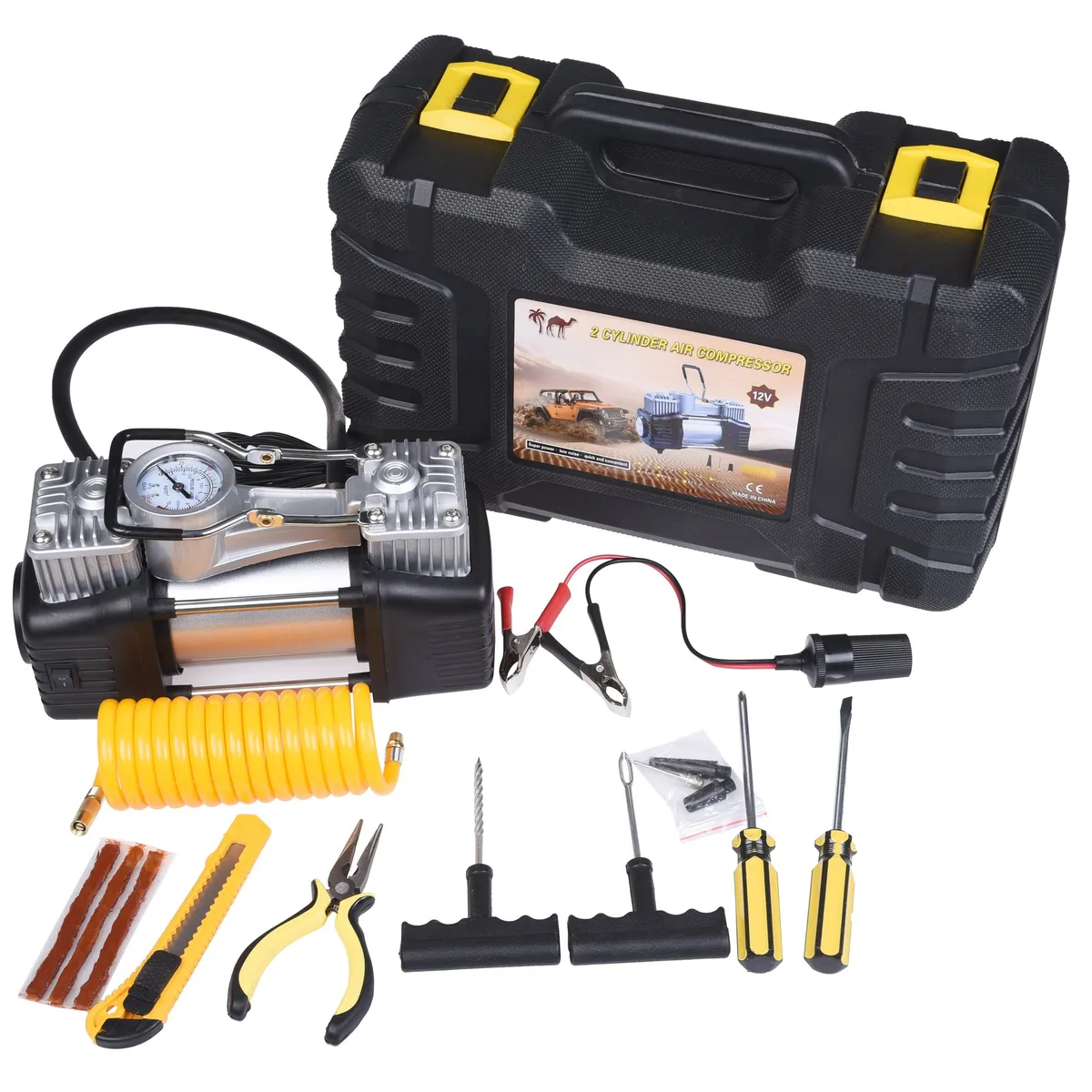 SUBE - Compresor De Aire portátil reparación de neumáticos Kit 12V-