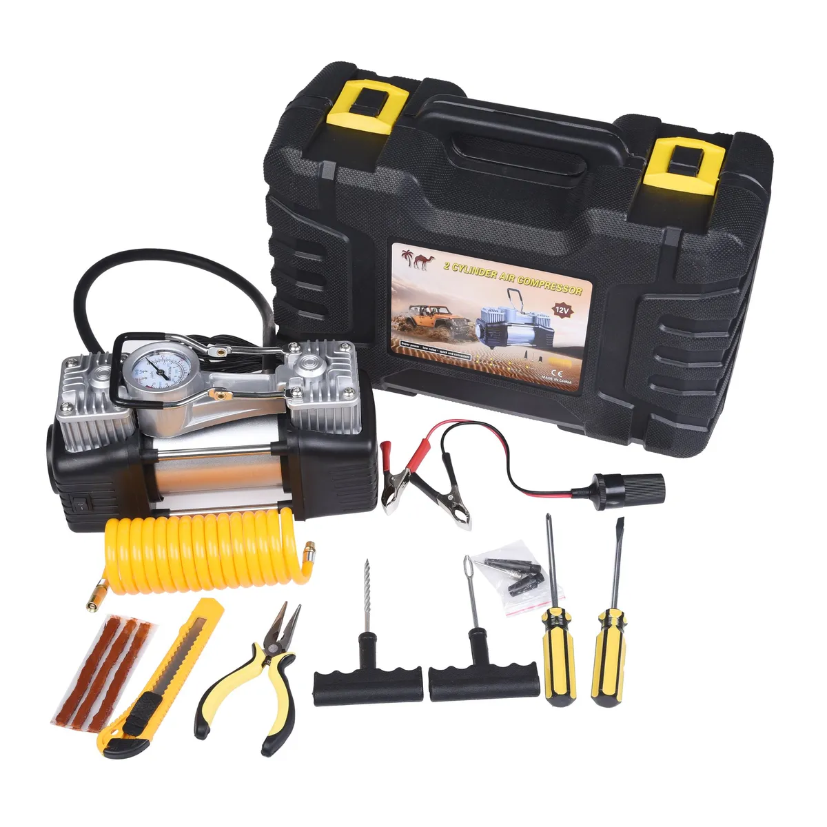 SUBE - Compresor De Aire portátil reparación de neumáticos Kit 12V-