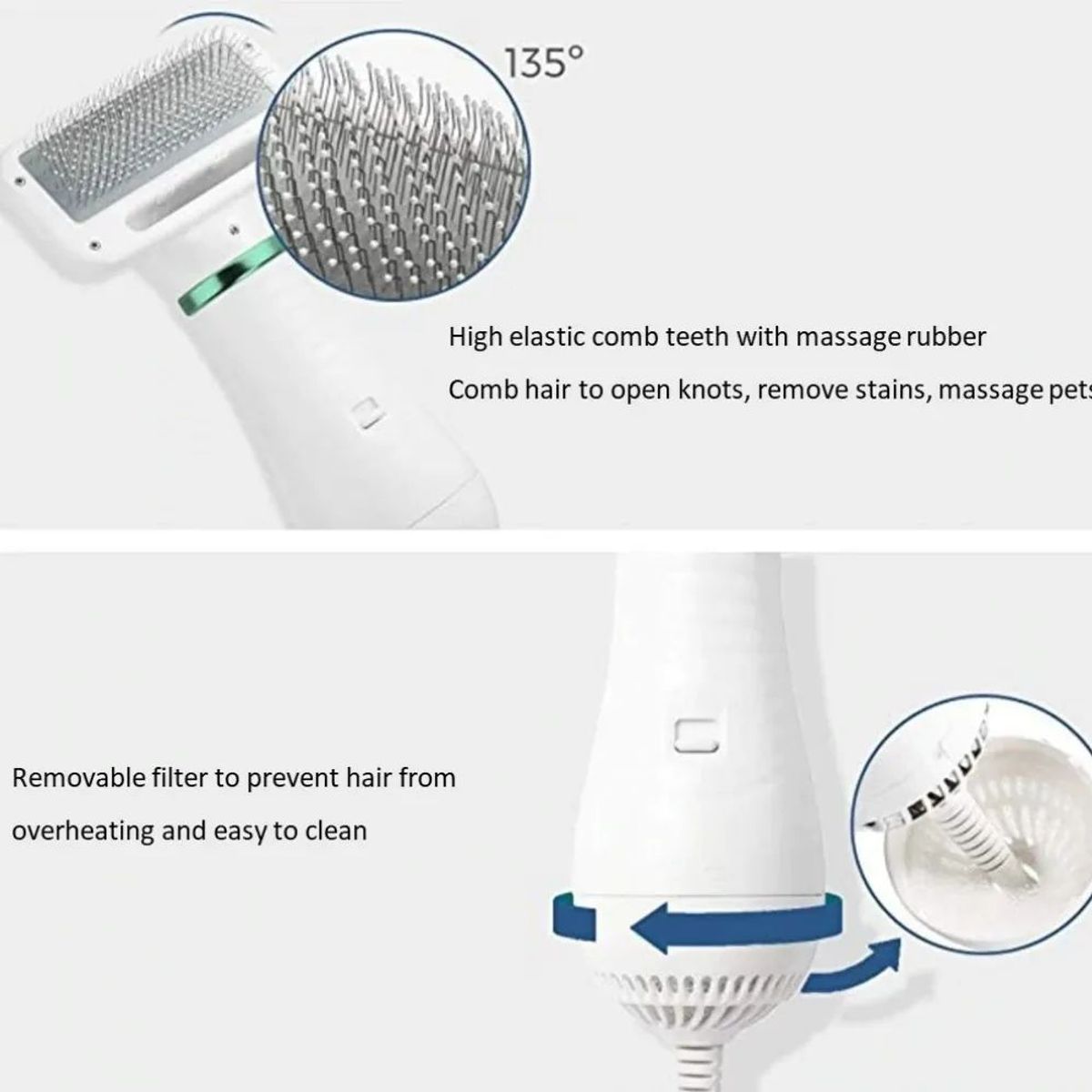 GENERICO - Secador de Pelo Peine para Mascotas 2 en 1 Portátil