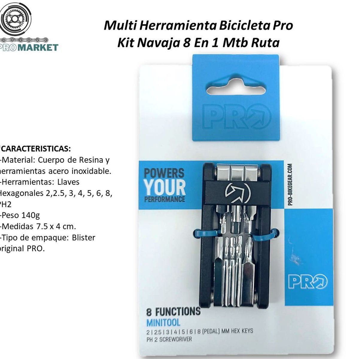 PRO - Multi Herramienta Bicicleta Pro Kit Navaja 8 En 1 Mtb Ruta