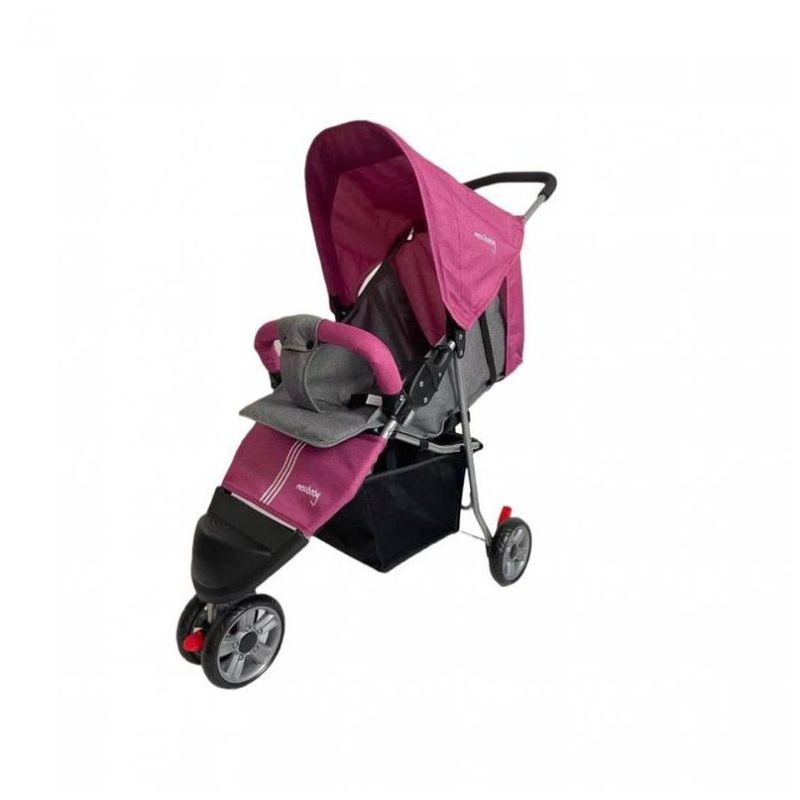GENERICO - Coche paseador tres ruedas para bebe facil plegado fucsia