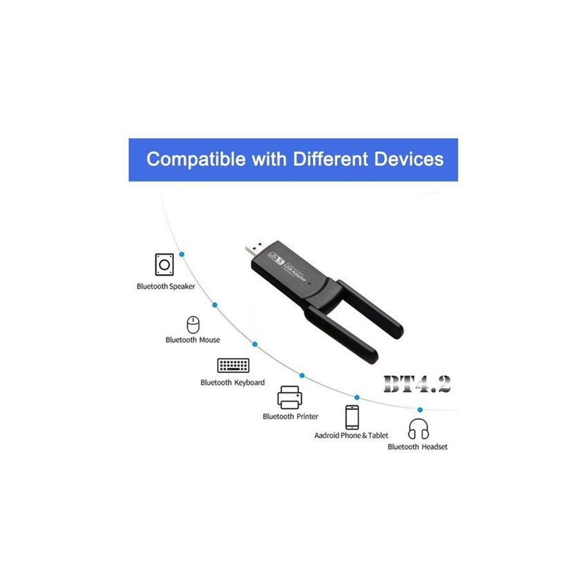 GENERICO - Adaptador Wifi Bluetooth Usb 3.0 Doble Banda 2.4/5g 1300mbps