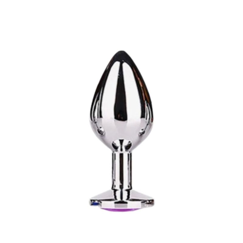 GENERICO - Plug anal Metálico azul Talla M joya redondo