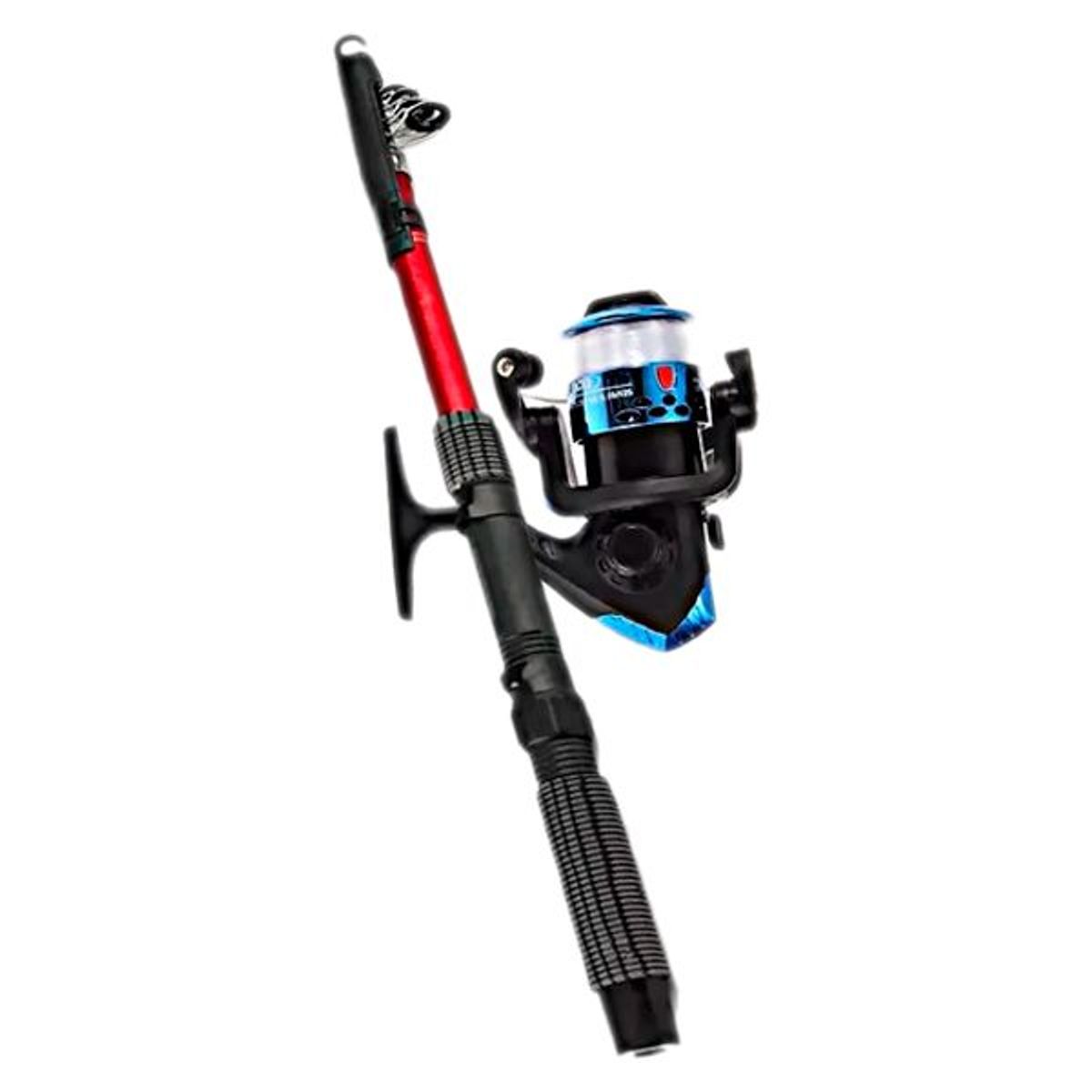 GENERICO - Kit X2 Caña Pescar Bara Carrete Nylon  Anzuelos  Señuelos