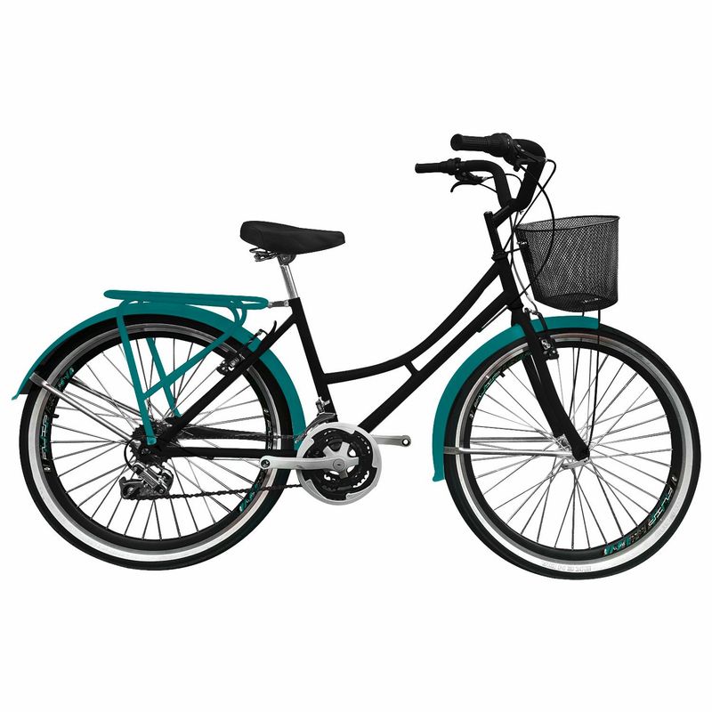 SFORZO - Bicicleta Playera Rin 26 18 Cambios Negro Aguamarina
