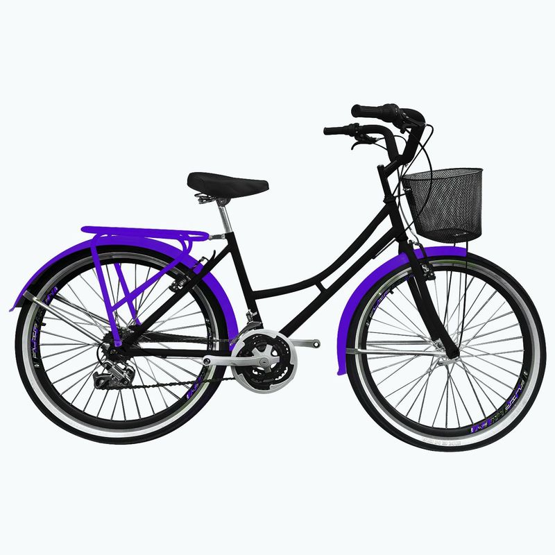 SFORZO - Bicicleta Playera Rin 26 18 Cambios Negro Morado