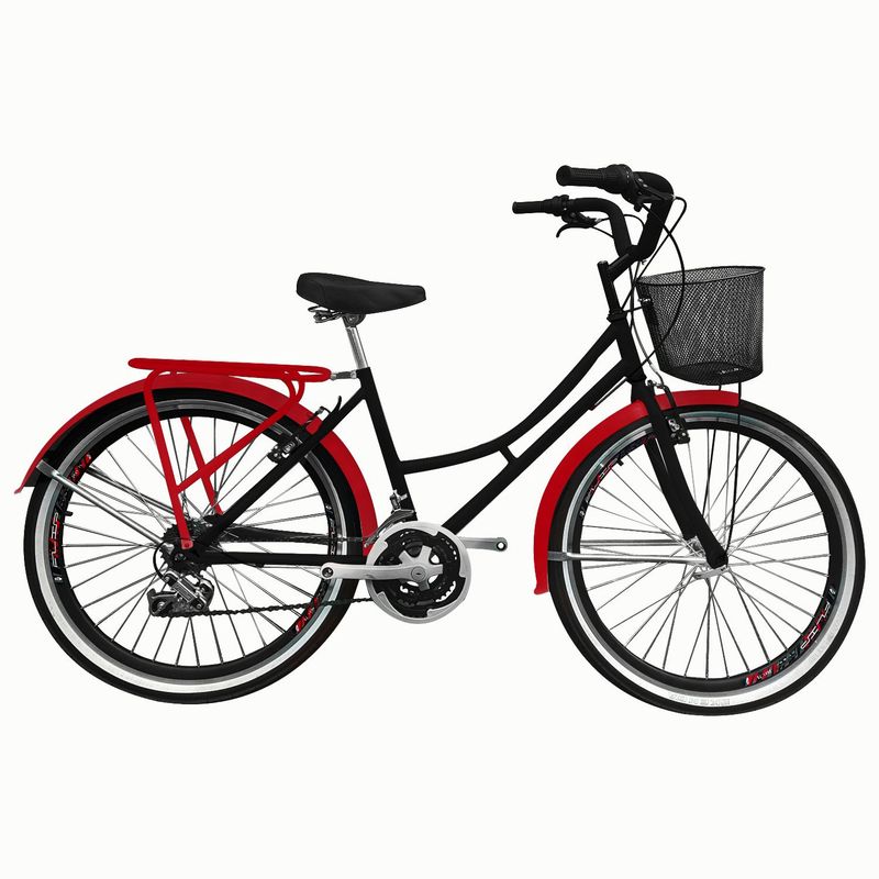 SFORZO - Bicicleta Playera Rin 26 18 Cambios Negro Rojo