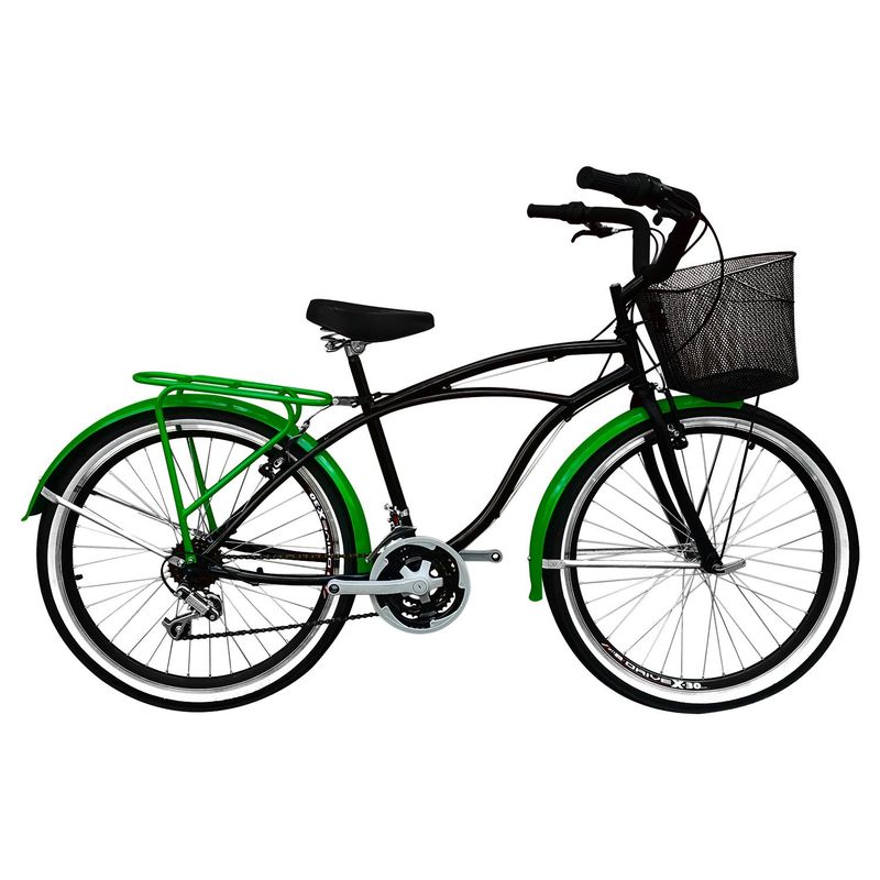 SFORZO - Bicicleta Playera Hombre Rin 26 18 Cambios Negra Verde