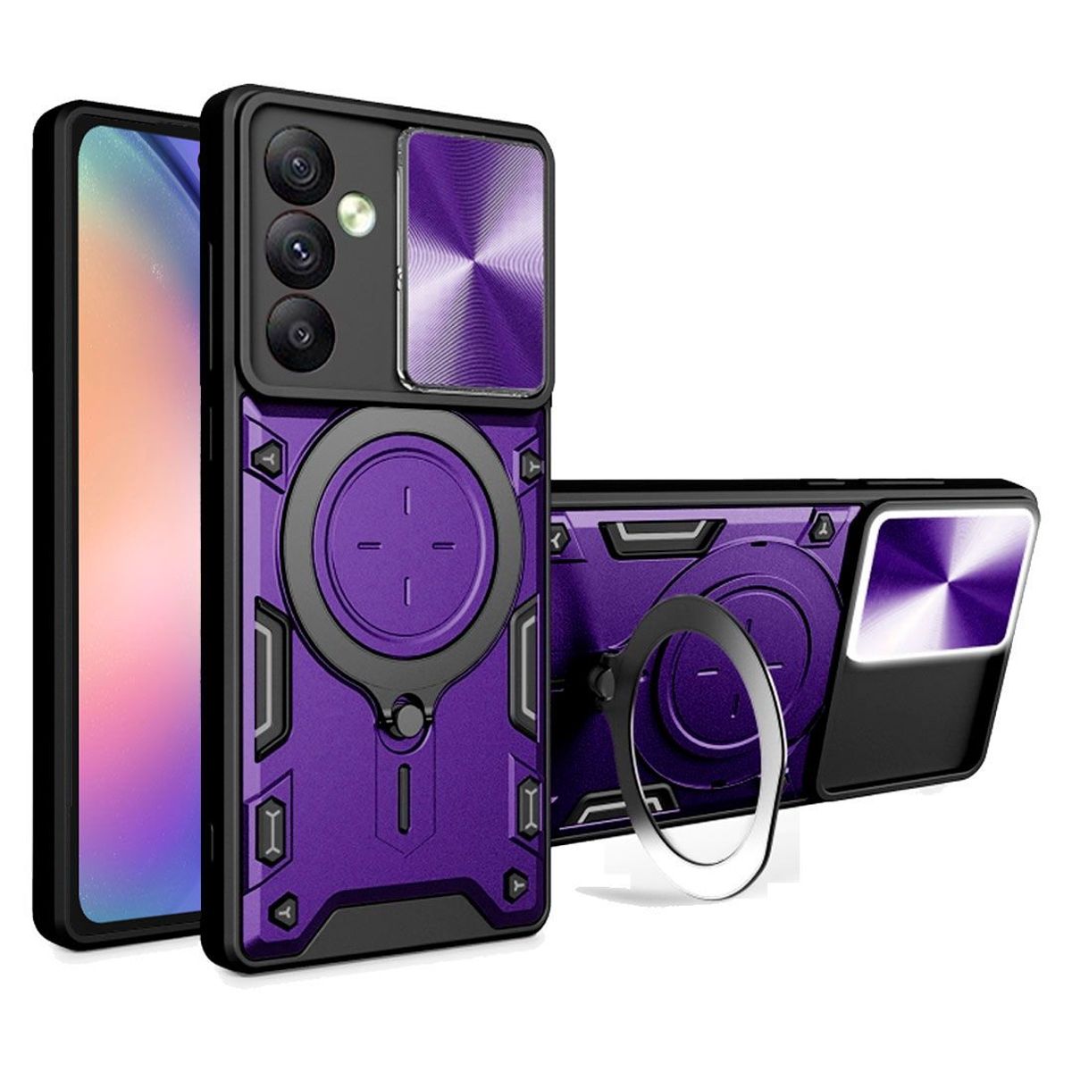 GENERICO - Estuche Proteccion Camara Soporte Compatible con Samsung A14 morado