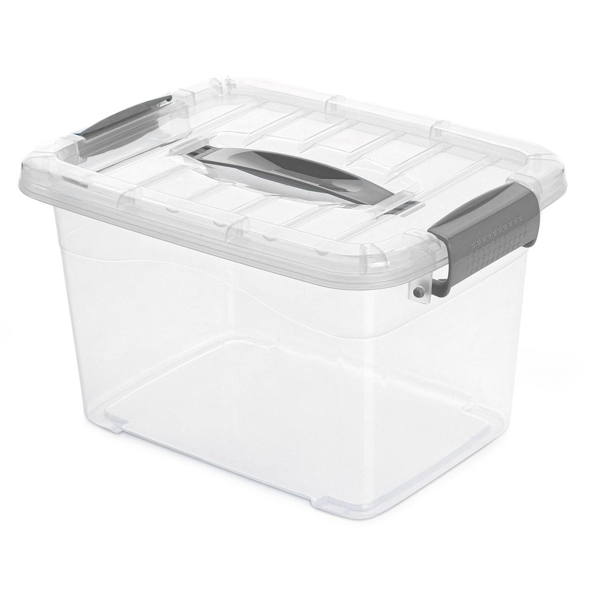 ENERGY PLUS - Caja organizadora plástica transparente con tapa 5.5 Litros Gris