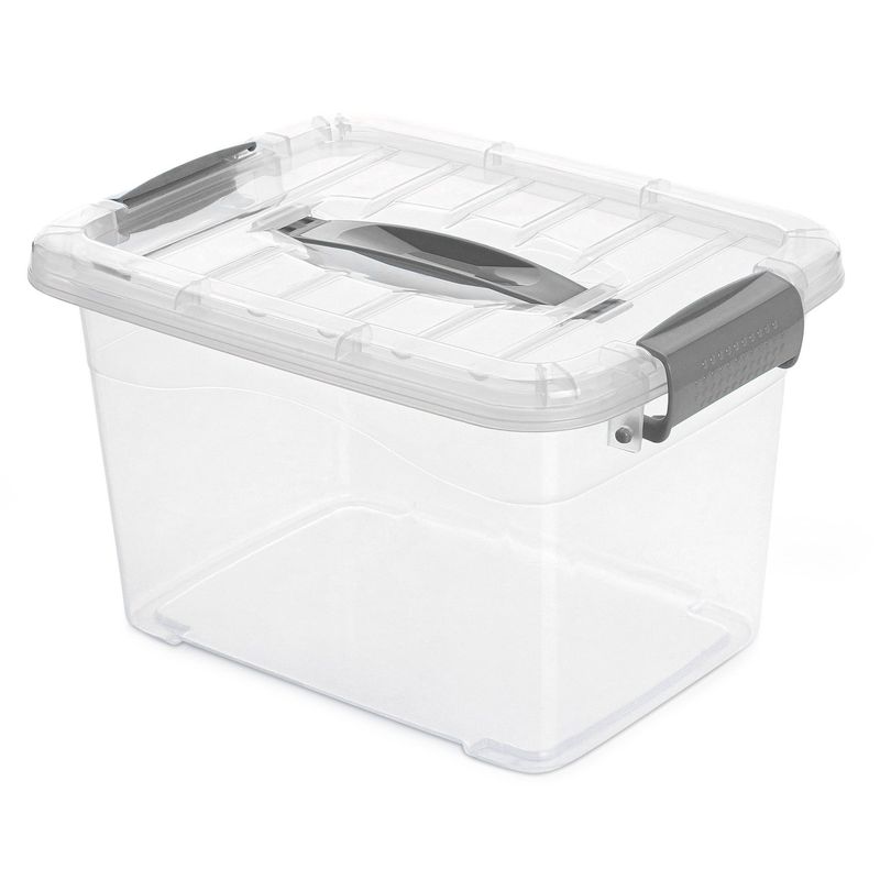 ENERGY PLUS - Caja organizadora plástica transparente con tapa 5.5 Litros Gris