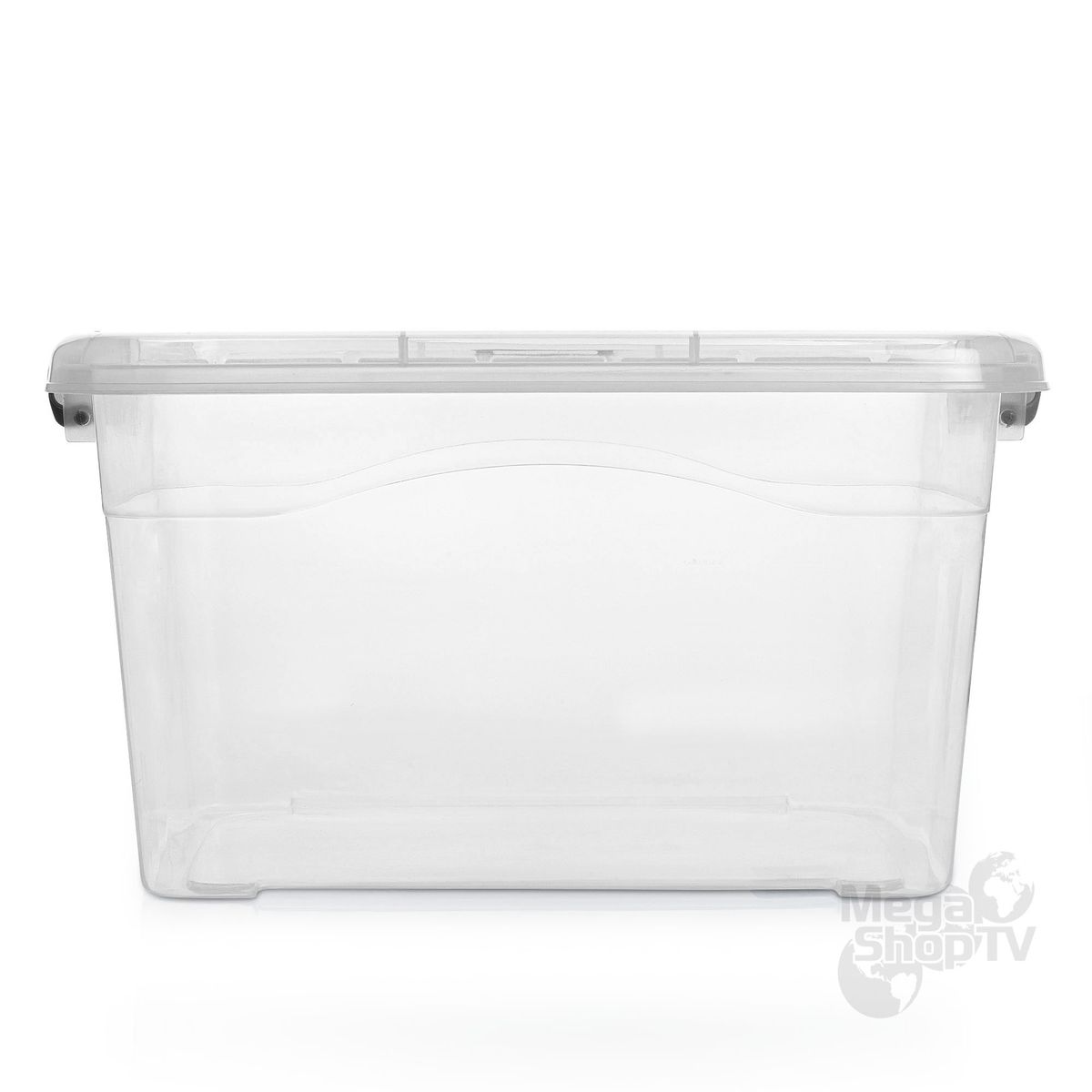 ENERGY PLUS - Caja organizadora plástica transparente grande con tapa 17L Gris
