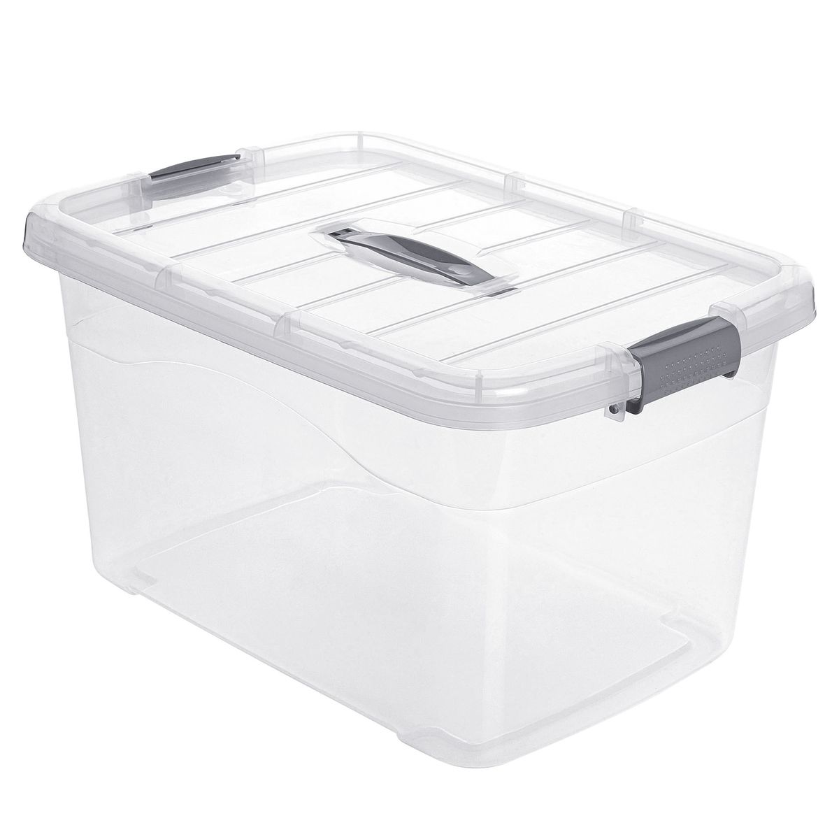 ENERGY PLUS - Caja organizadora plástica transparente Extra grande y tapa 27L