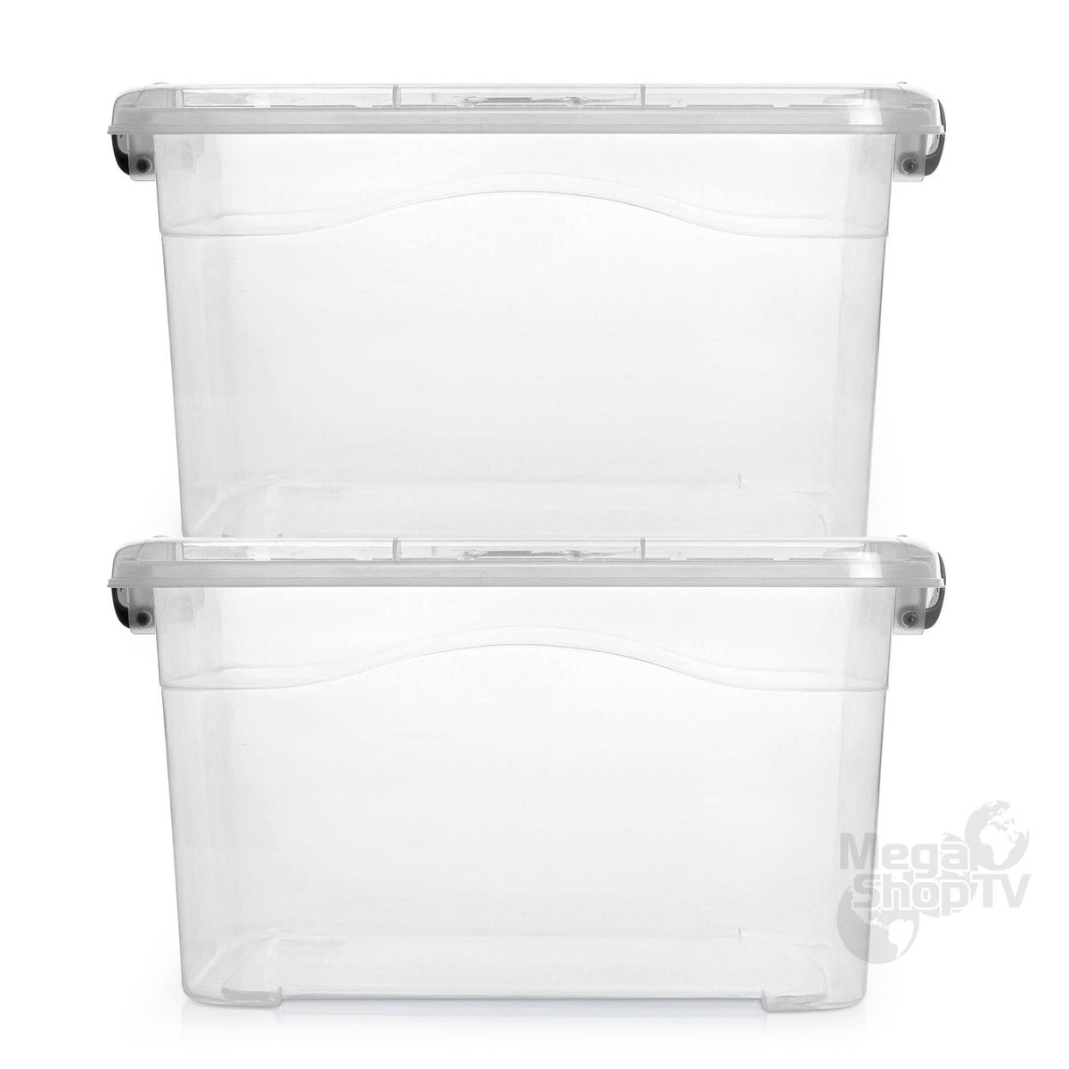 ENERGY PLUS - 2 Cajas organizadoras plásticas transparentes con tapa 10 Litros Gris