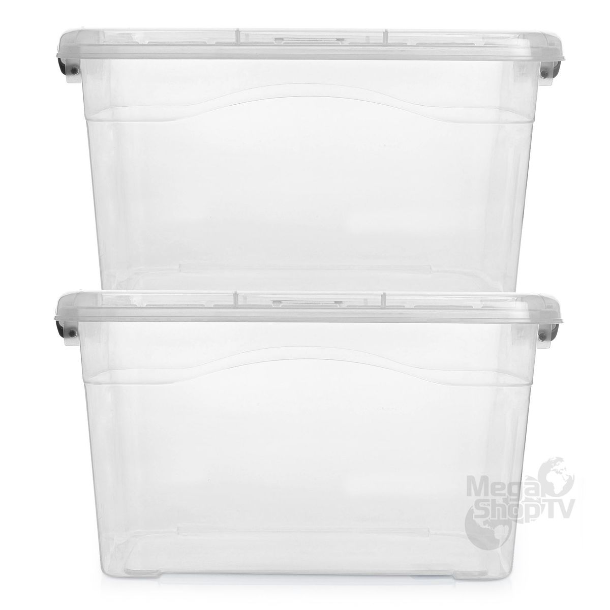ENERGY PLUS - 2 Cajas organizadoras plásticas transparentes grandes tapa 17L