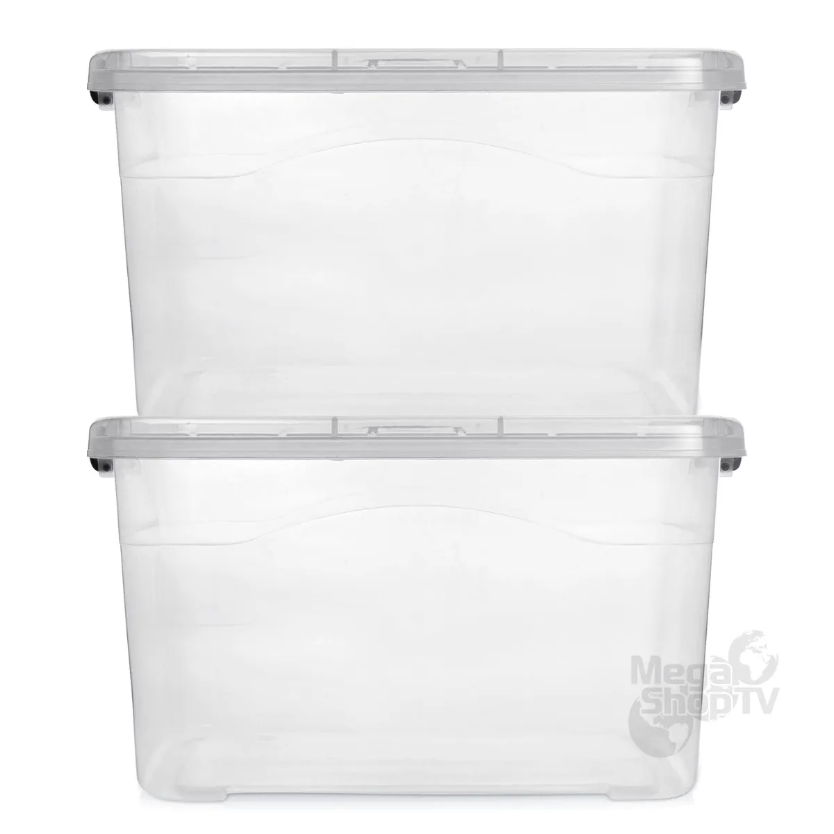 ENERGY PLUS - 2 Cajas organizadoras plástica transparente Extra grande y tapa 27L