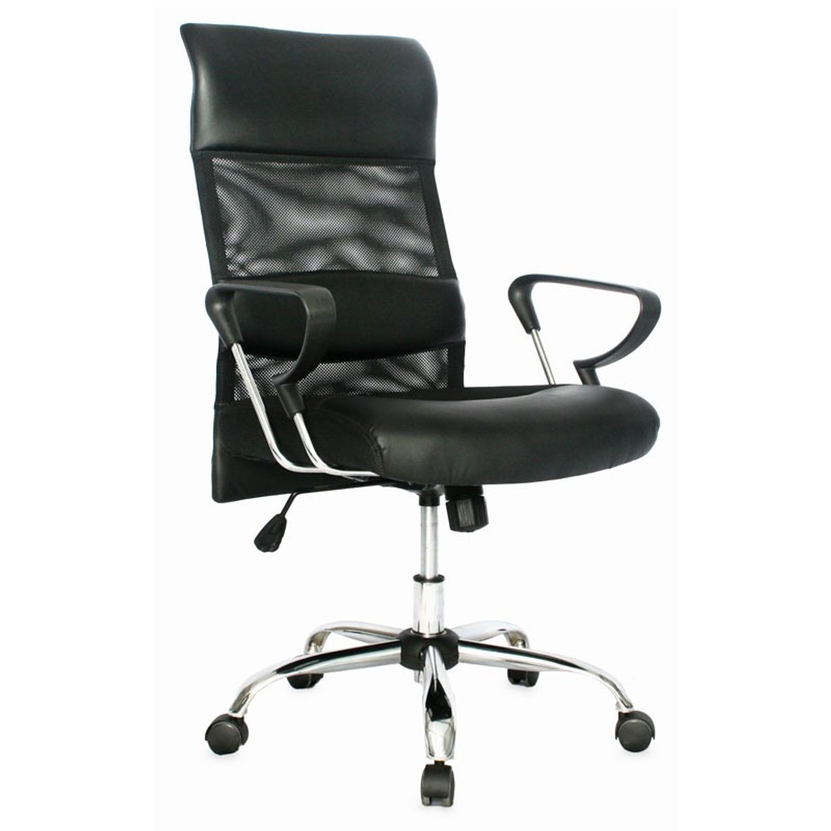 MUEBLESYA - Silla de Oficina Ergonomica SANTO TOMAS Marco Negro Base Cromo