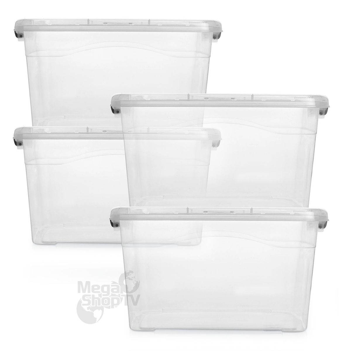 ENERGY PLUS - 4 Cajas organizadoras plásticas transparentes grandes tapa 17L