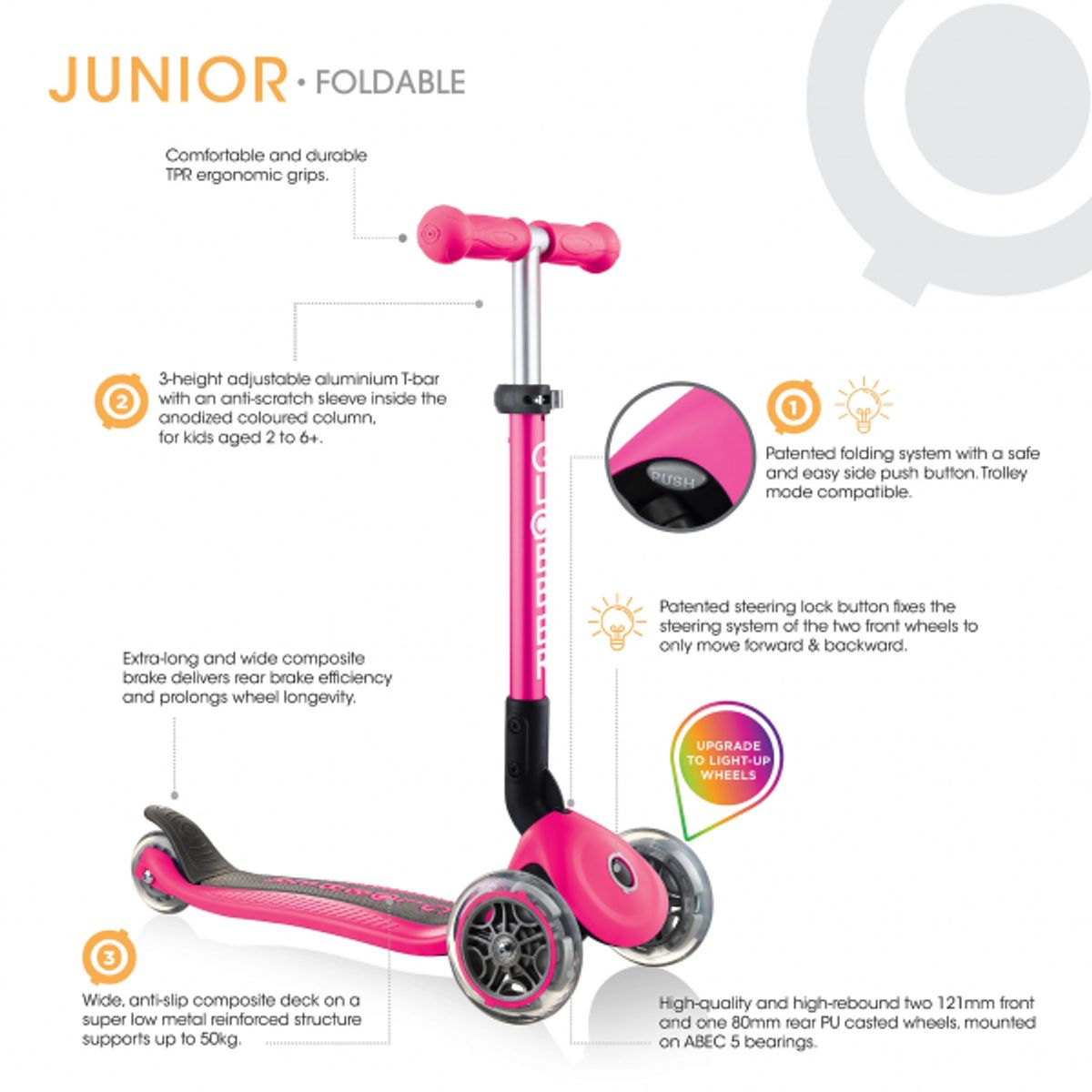 GLOBBER - PATINETA JUNIOR LUCES LED AZUL MARINO