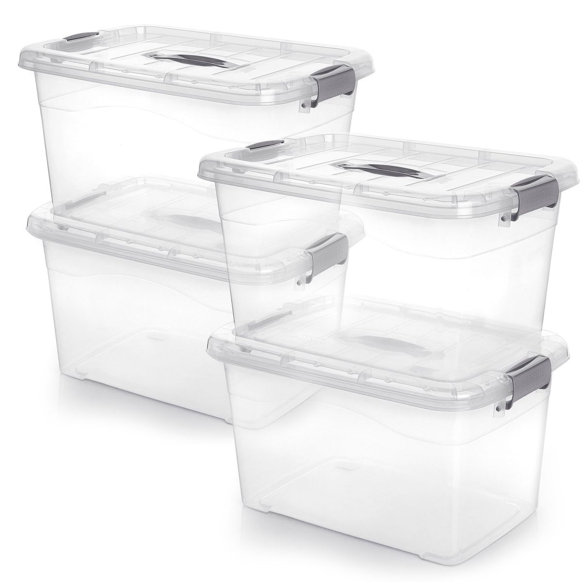 ENERGY PLUS - 4 Cajas organizadoras plástica transparente Extra grande y tapa 27L