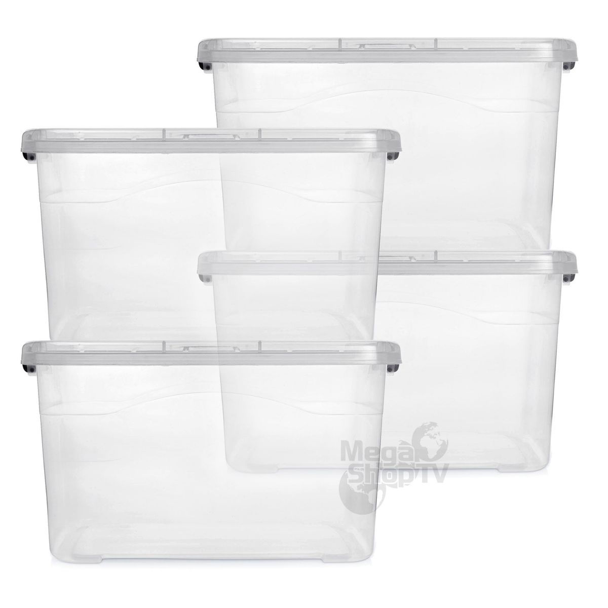 ENERGY PLUS - 4 Cajas organizadoras plástica transparente Extra grande y tapa 27L