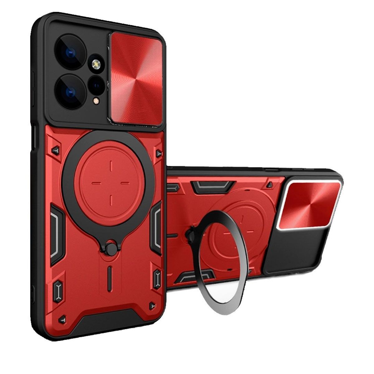 GENERICO - Funda Prot Camara Soporte Compatible Con Xiaomi Note 12 4G Rojo