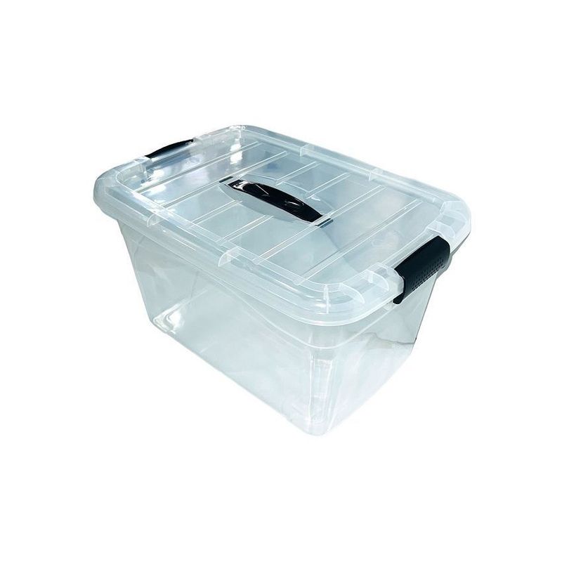 GENERICO - 2 caja plástica tupper multihogar tapa click de 27 litros