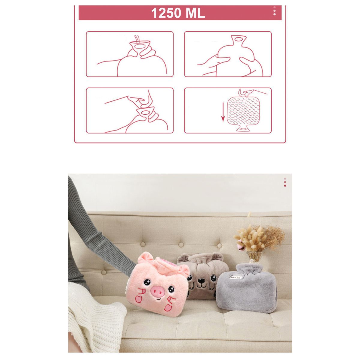 MULTIPLACE COLOMBIA - Bolsa de Agua Caliente Premium Alivio Rápido para Cólicos y Dolores