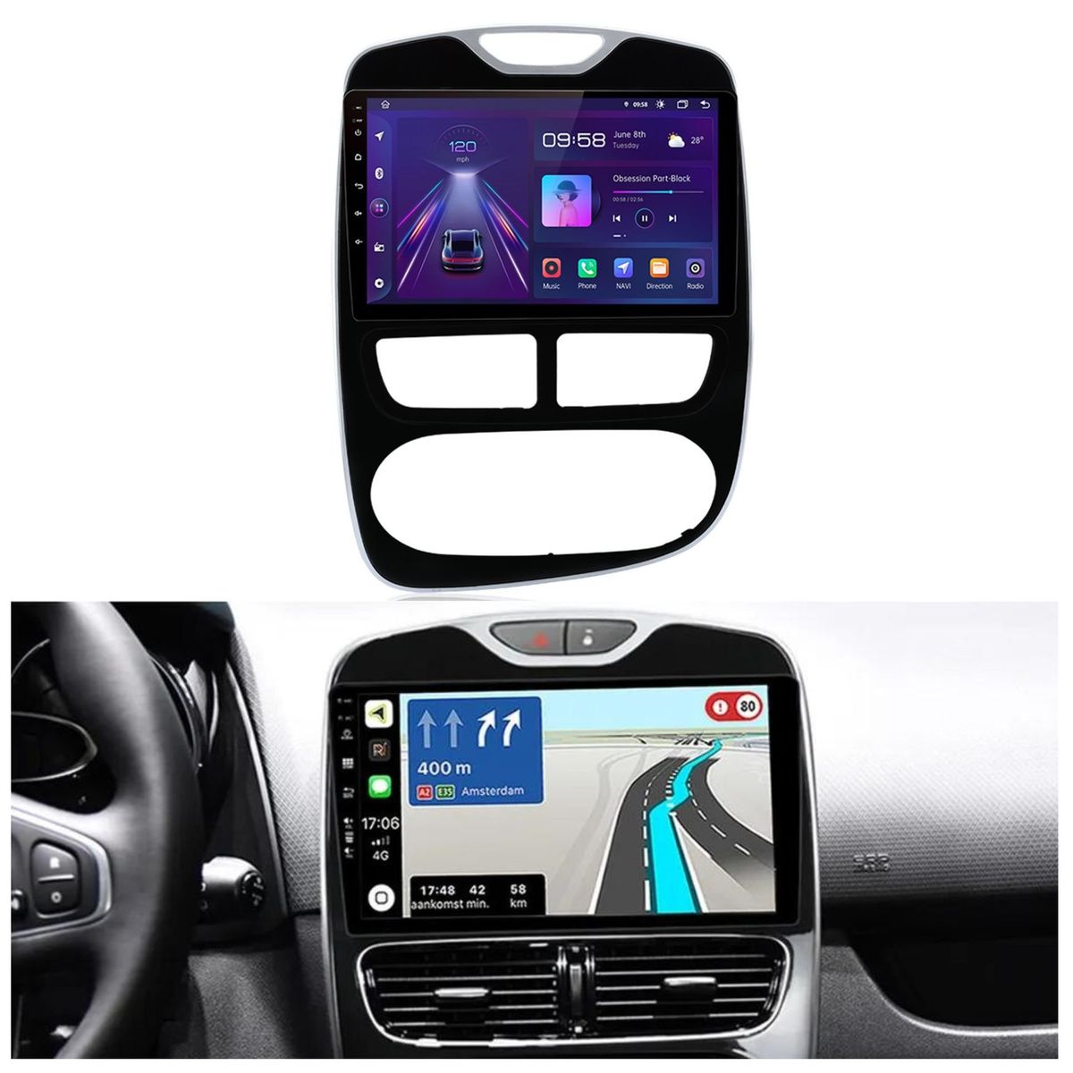 GENERICO - RADIO PARA RENAULT CLIO 12-16 ANDROID 13 CARPLAY.