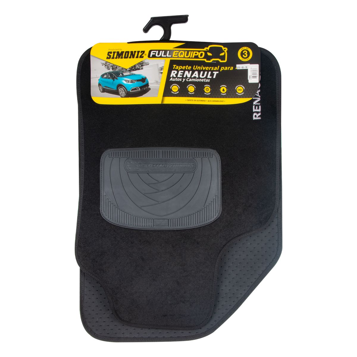 SIMONIZ - Tapete Alfombra Universal SIMONIZ Full Equipo Renault 3 Pz Negro