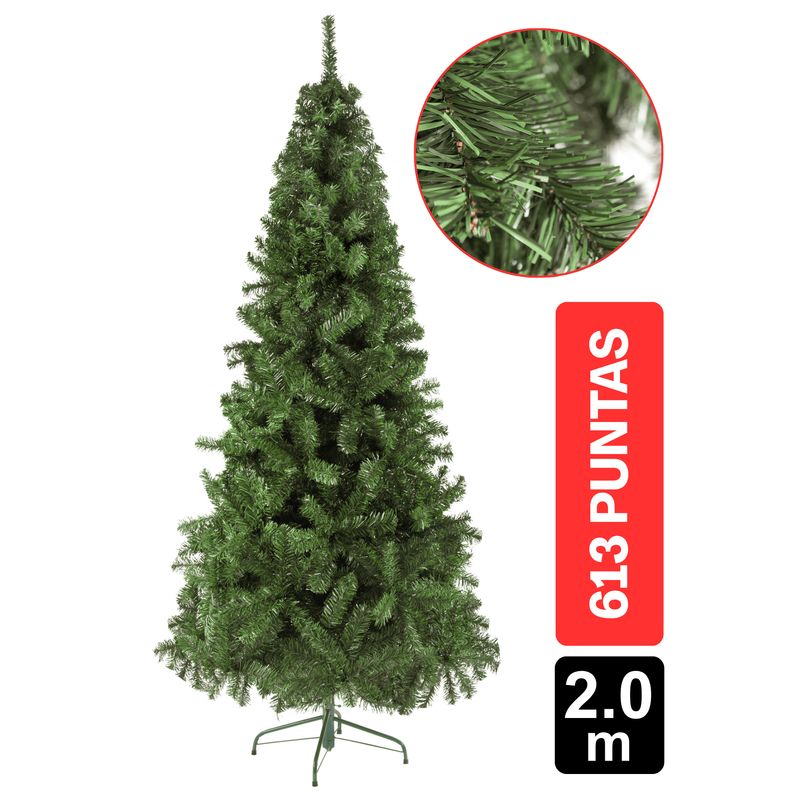 GIO HOME - Arbol de Navidad Pino Atlantic 2.00m Verde 613 Ramas GIO Home