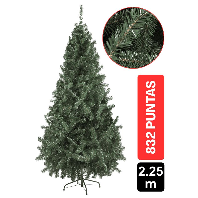 GIO HOME - Arbol de Navidad Pino Montañes 2.25m Verde 832 Ramas GIO Home
