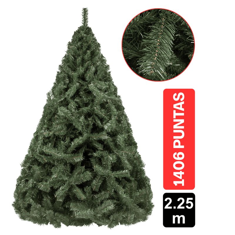 GIO HOME - Arbol de Navidad Pino Ontario 2.25m Verde 1406 Ramas GIO Home