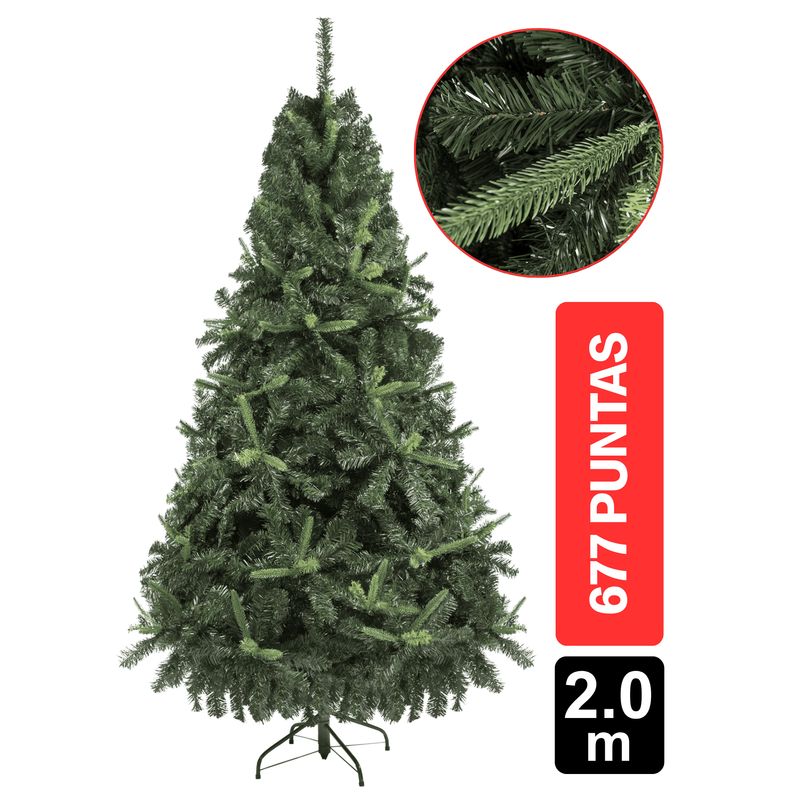GIO HOME - Arbol de Navidad Pino Saratoga 2.00m Verde 677 Ramas GIO Home