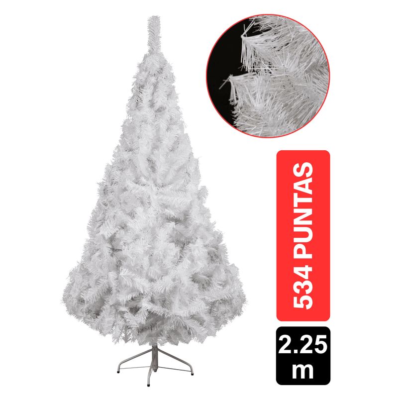 GIO HOME - Arbol de Navidad Pino Siberiano 2.25m Blanco 534 Ramas GIO Home