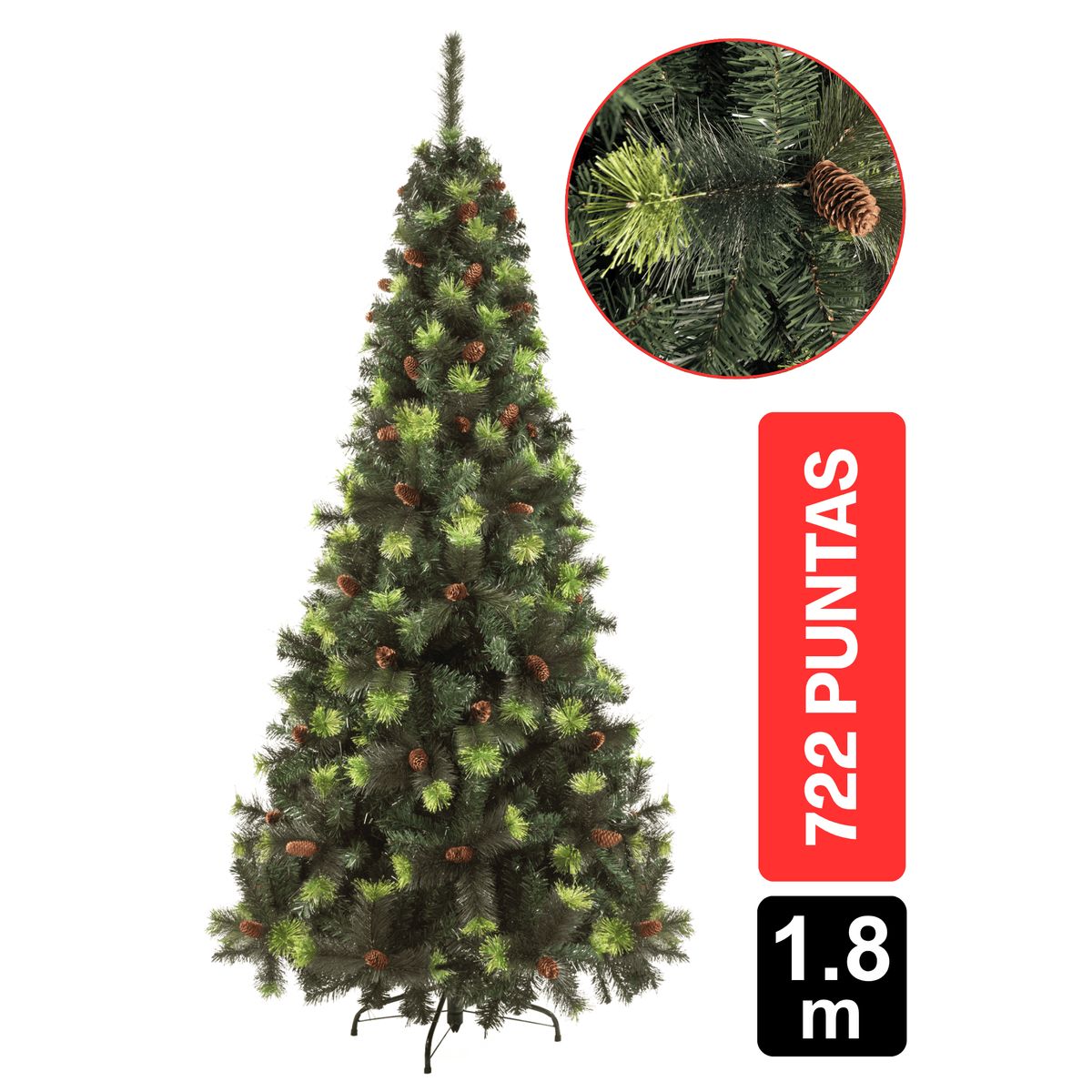 GIO HOME - Arbol De Navidad Pino York 1.80M Verde 722 Ramas Gio Home